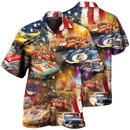 Car Racing Independence Day 4Th Of July Hawaiian Shirt