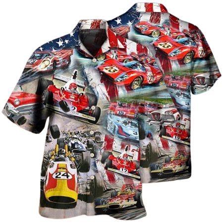 Car Racing Independence Day America 4Th Of July Hawaiian Shirt