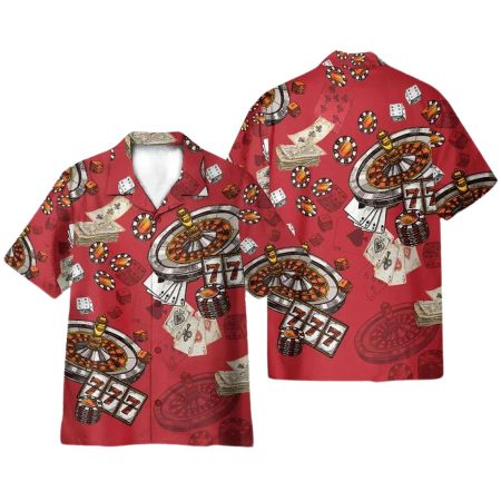 Casino Pattern Red Hawaiian Shirt