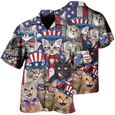 Cat Independence Day Funny 4Th Of July Hawaiian Shirt