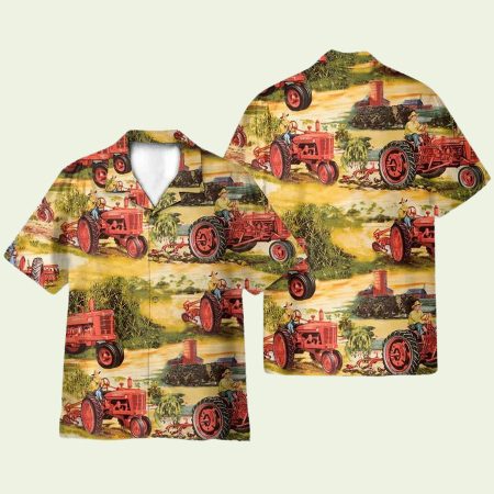 Childhood Red Tractor Farmer Hawaiian Shirt