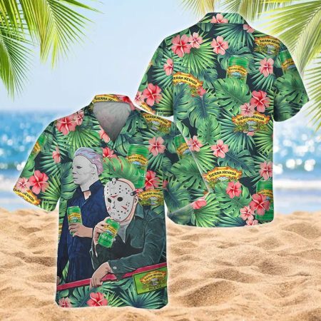 Michael Myers & Jason Voorhees Sierra Nevada Beer Hawaiian Shirt, Sierra Nevada Tropical Floral Aloha Shirts, Sierra Nevada Beer Hawaiian Shirts