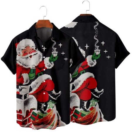 Christmas Santa Claus And Tea Funny Hawaiian Shirt