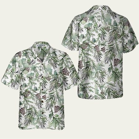 Christmas Aesthetic Watercolor Pine Tree Pattern Christmas Hawaiian Shirt