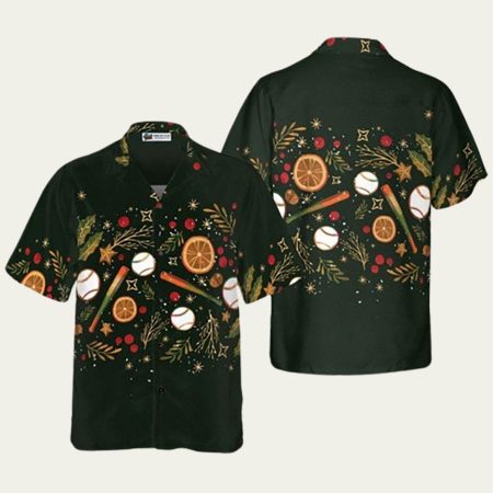 Christmas Baseball Pattern Hawaiian Shirt