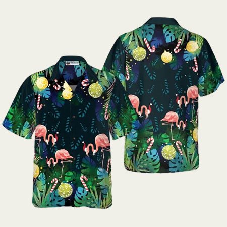 Christmas Flamingo Tropical Hawaiian Shirt