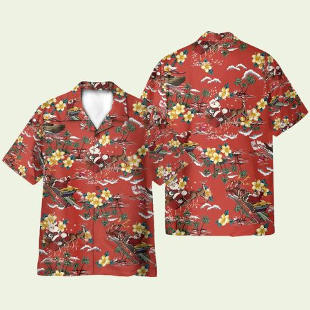 Christmas Santa Tropical Red Pattern Hawaiian Shirt