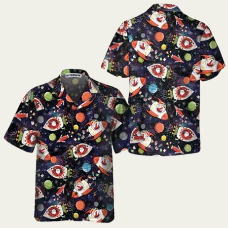 Christmas Santa In Outer Space Hawaiian Shirt