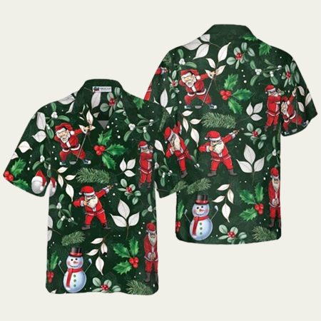 Christmas Santa Playing Golf Pattern Hawaiian Shirt
