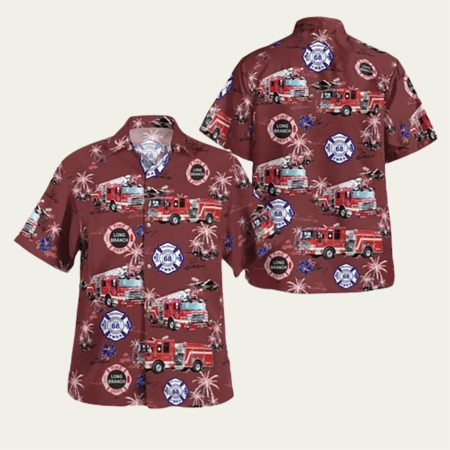 City Of Long Branch Fire Department Tropical Hawaiian Shirt