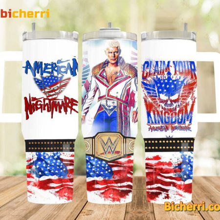 Cody Rhodes American Nightmare Claim Your Kingdom 30oz or 40oz Stainless Tumbler With Handle NVA
