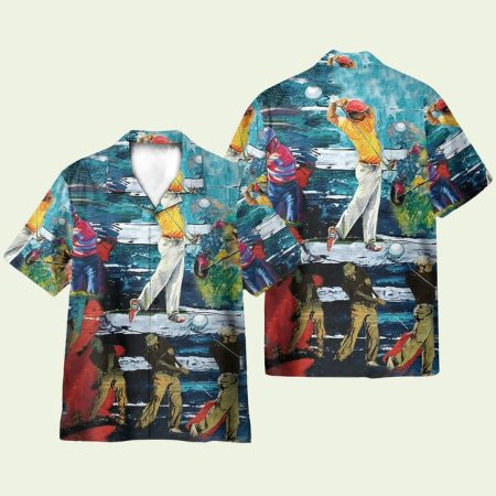 Colorful Art Playing Golf Hawaiian Shirt