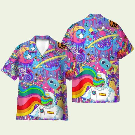 Astronaut In The Galaxy Hippie Hawaiian Shirt