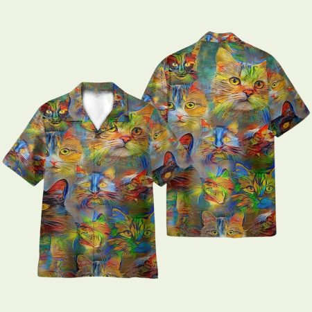 Colorful Cats Mens Hawaiian Shirt