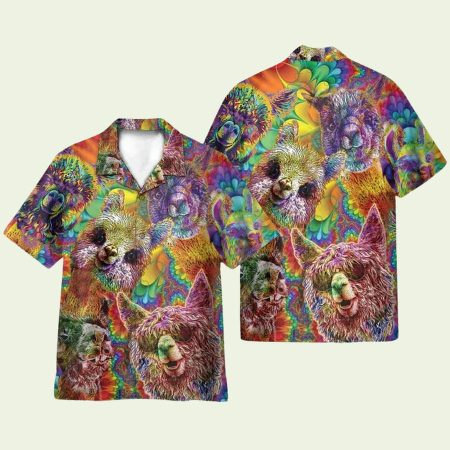 Colrful Llama Paiting Hawaiian Shirt