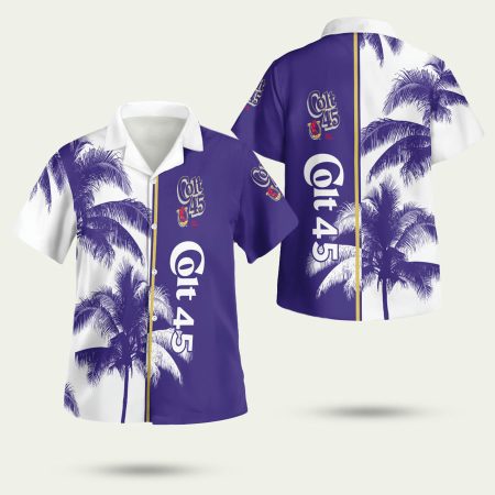 Colt 45 Malt Liquor Palm Tree Hawaiian Shirt