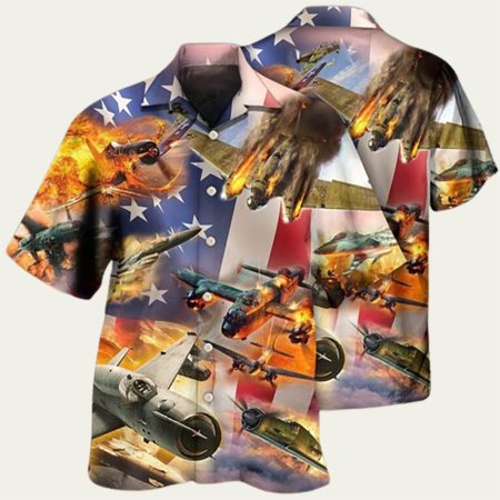 Combat Aircraft Independence Day 4Th Of July Hawaiian Shirt