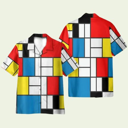 Composition Ii In Red Blue And Yellow Painting Cosplay Costume Hawaiian Shirt