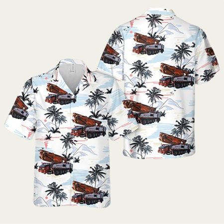 Concrete Pump Truck Coconut Trees Pattern Hawaiian Shirt