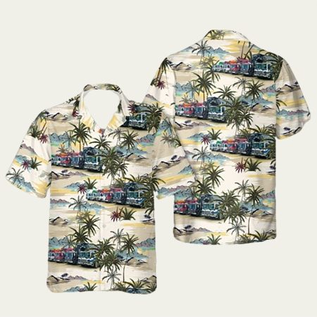 Concrete Pump Truck Coconut Palm Tree Hawaiian Shirt