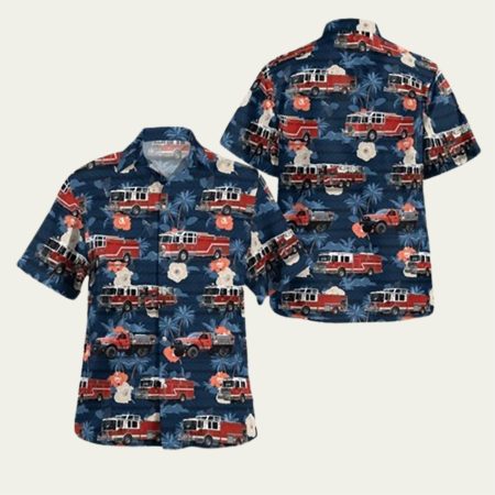 Congers Fire Department Alert Hook Ladder -and Engine Company Tropical Hawaiian Shirt