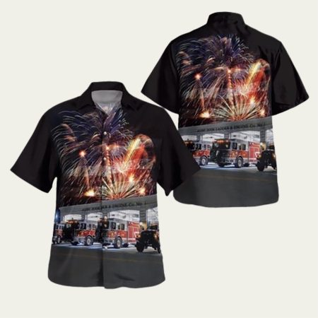 Congers Fire Department Alert Hook Ladder Tropical Hawaiian Shirt