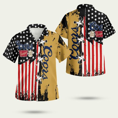Coors Banquet US Flag Hawaiian Shirt