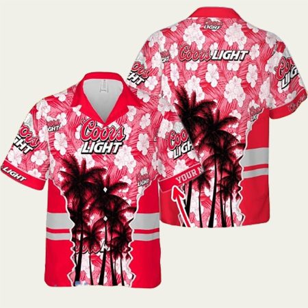 Coors Light Coconut Red Pattern Hawaiian Shirt