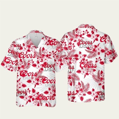 Coors Light Floral White Pattern Hawaiian Shirt