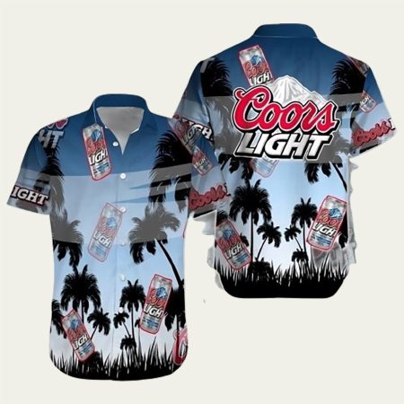 Coors Light Palm Tree Beer Can Coconut Hawaiian Shirt