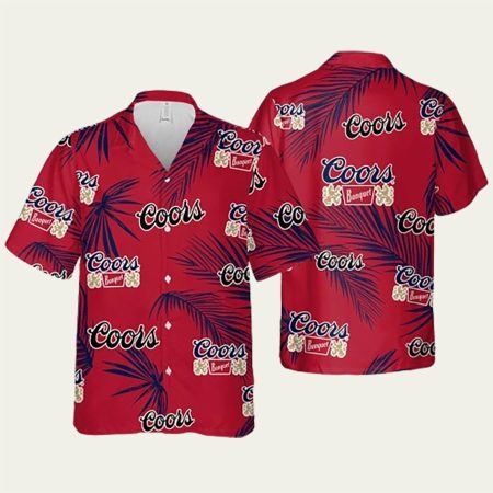 Coors Light Summer Coconut Red Pattern Hawaiian Shirt