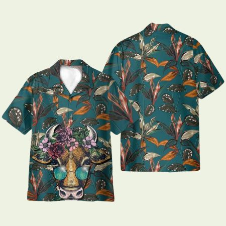 Cow Floral Tropical Funny Hawaiian Shirt