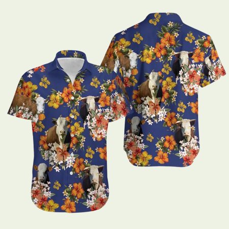Cow Lovers Hereford Cattle Hawaiian Shirt