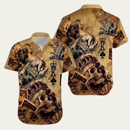 Crown king poker skull hawaiian shirt