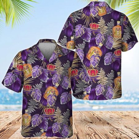 Crown Royal Purple Tropical Leaf Hawaiian Shirt, Purple Monstera Crown Royal Button Down Hawaiian Shirt, Tropical Crown Royal Summer Aloha Shirt