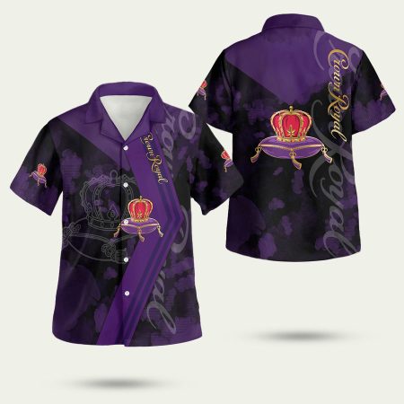 Crown Royal In My Heart Black And Purple Hawaiian Shirt