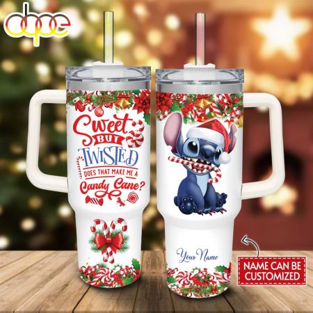 Custom Name Stitch Sweet But Twisted Christmas Printed 30oz or 40oz Quencher Tumbler LN