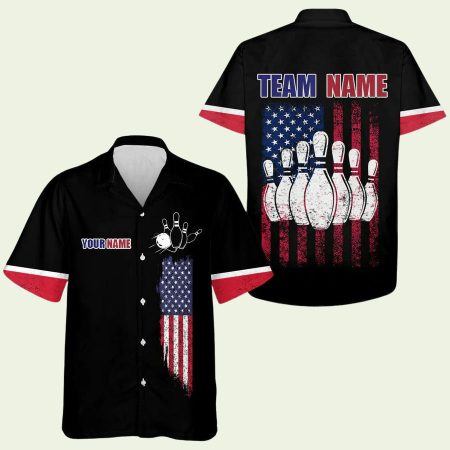 Personalized American Flag Bowling Hawaiian Shirt