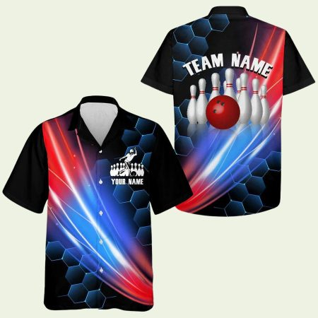 Personalized Bowling Team Multi Color Hawaiian Shirt