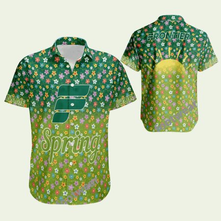 Frontier Airlines Logo Brand Seashell Brand Aloha Hawaiian Shirt