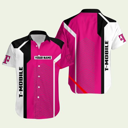 Personalized Tmobile Logo Black White And Pink Hawaiian Shirt