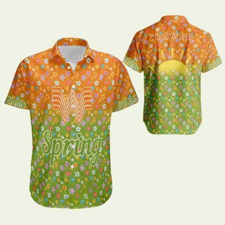 Whataburger Logo Flower Pattern Hawaiian Shirt