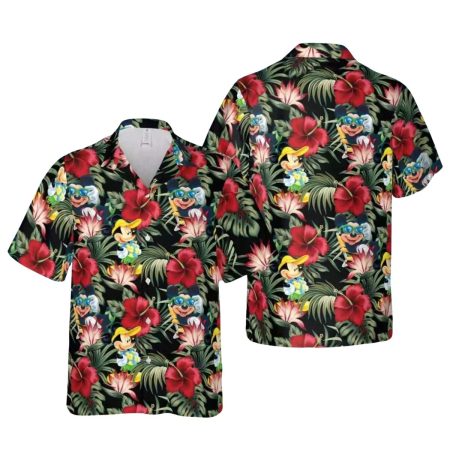 Cute Mickey Mouse Tropical Hibiscus Flowers Summer Disney Hawaiian Shirt