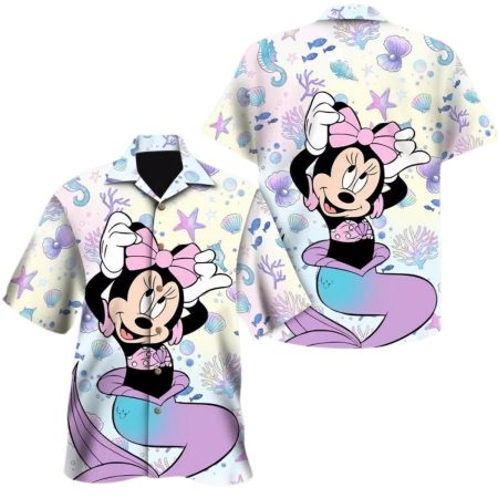 Cute Minnie Mouse Cosplay The Little Mermaid Summer Beach Hawaiian Shirt
