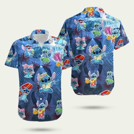 Cute Disney Stitch Palm Leaves Hawaiian Shirt
