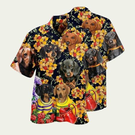 Dachshund Floral Funny Hawaiian Shirt