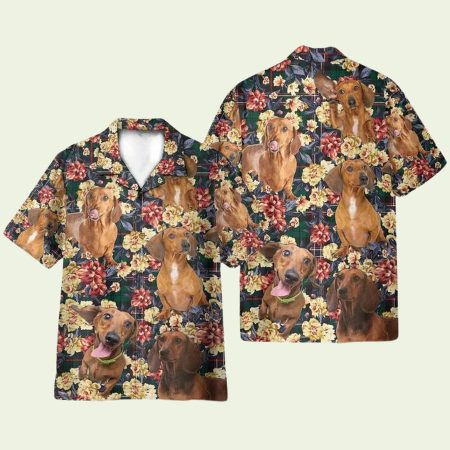 Dachshund Green Plaid Pattern Hawaiian Shirt