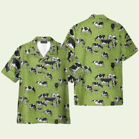 Dairy Cow On The Grass Field Hawaiian Shirt