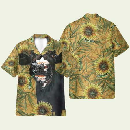 Dairy Cow Sunflower Funny Hawaiian Shirt