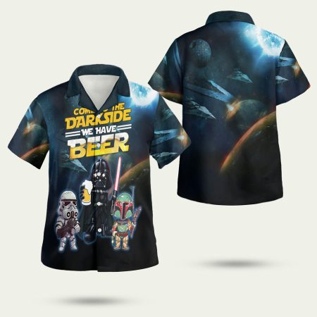 Darth Vader Boba Fett Stormtrooper Come To Dark Side We Have Beer Hawaiian Shirt